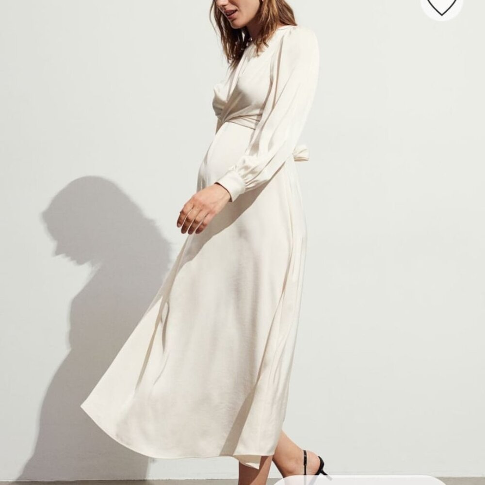 H&M cream maternity midi dress